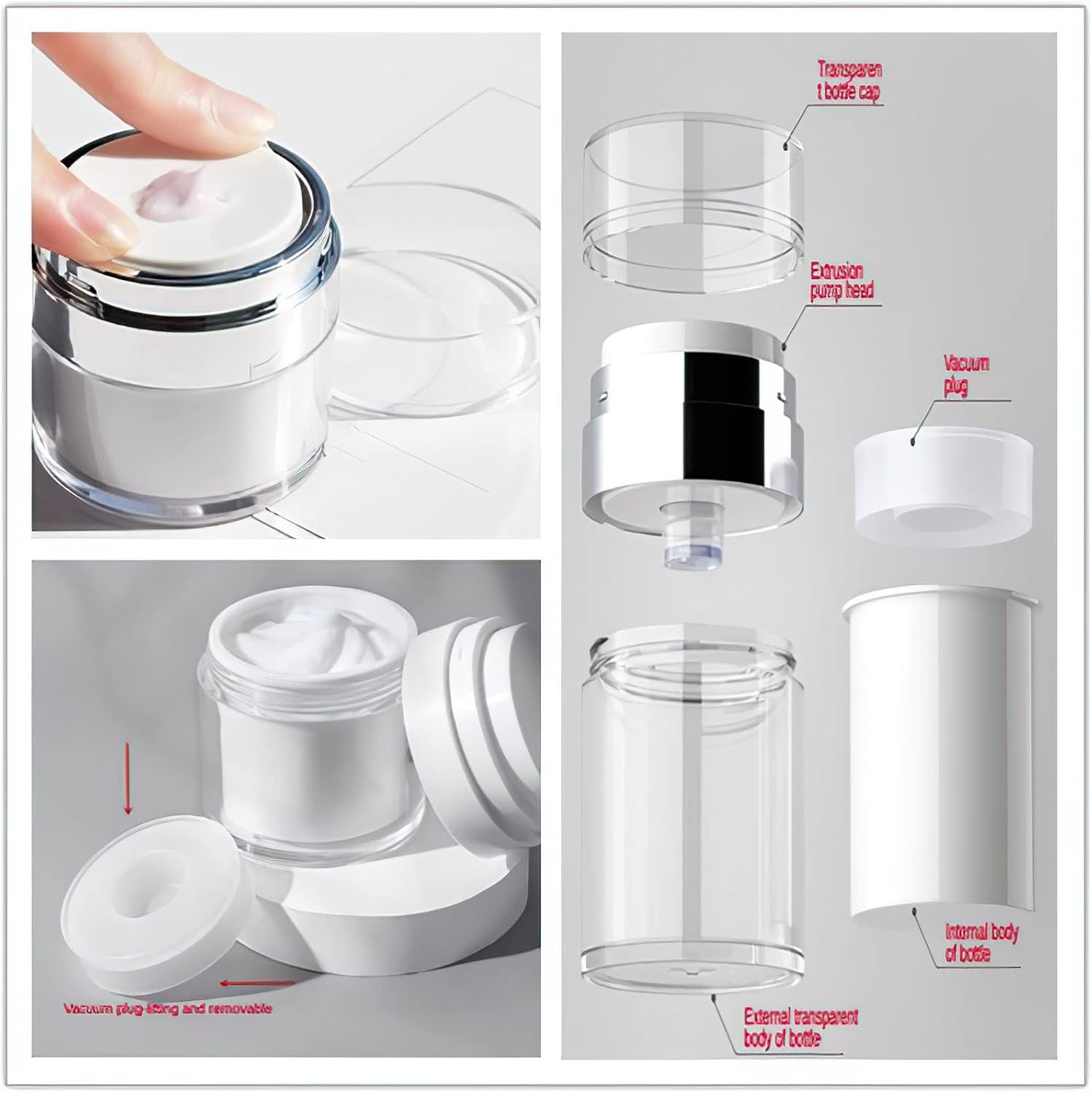 Airless Pump Jar 1/2/3Pcs Mois - đánh giá và giá Luxury Skincare Packaging