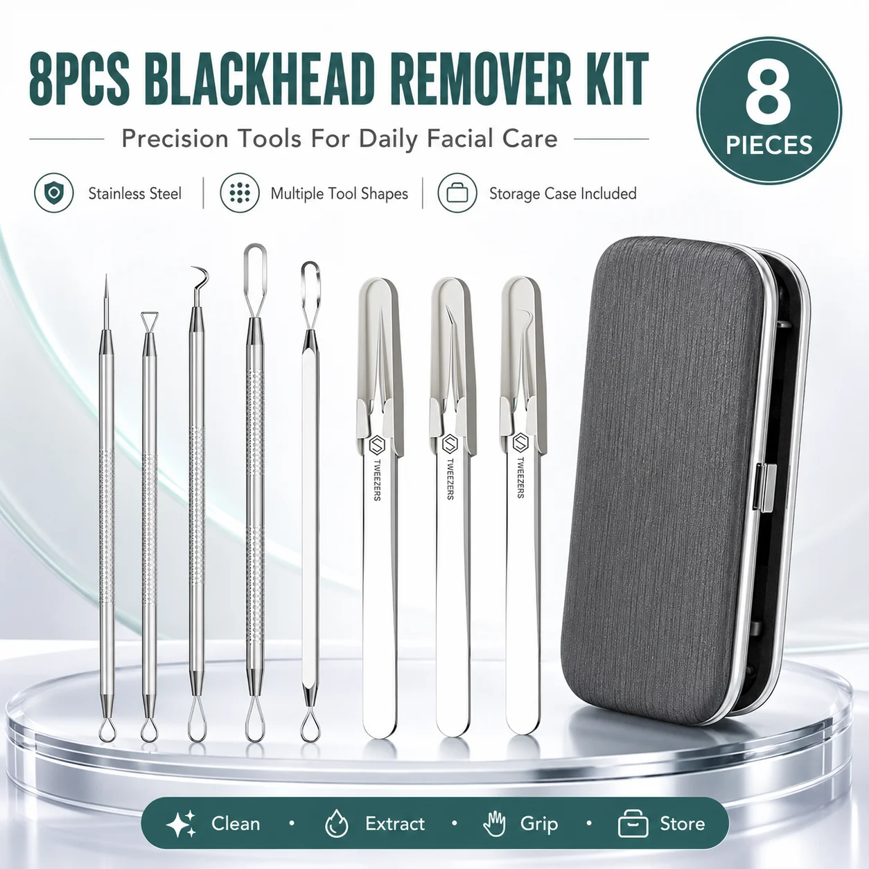 8PCS Blackhead Remover Tool Ki - đánh giá và giá Luxury Skincare Acne